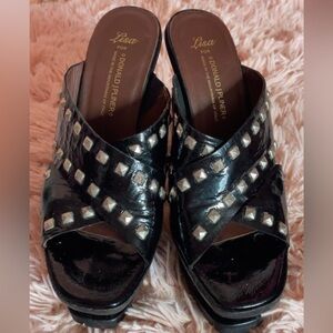 Donald J. Pliner Black Studded Mules